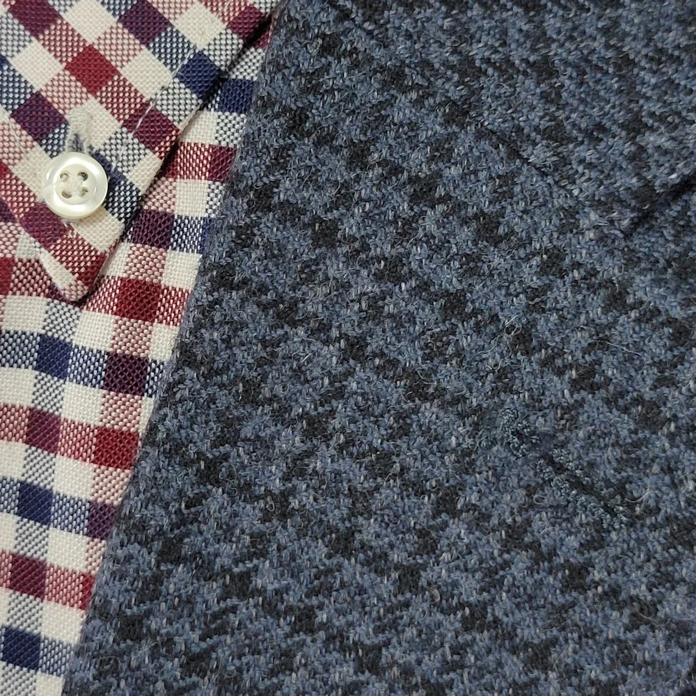Chaps‎ Men's Sport Coat Blazer Two Button Flannel Navy Blue Wool Size 50R